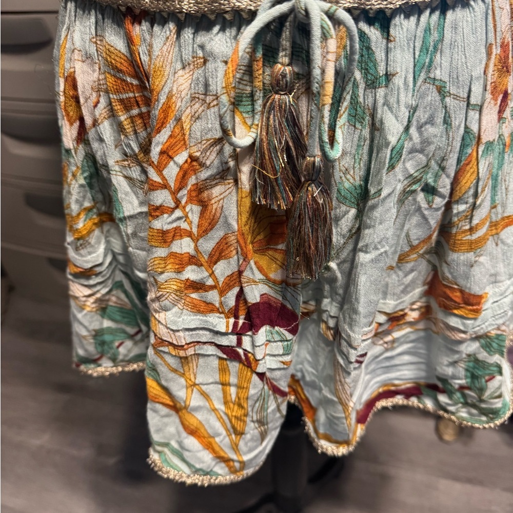 Floral Patterned Skirt with Tassels